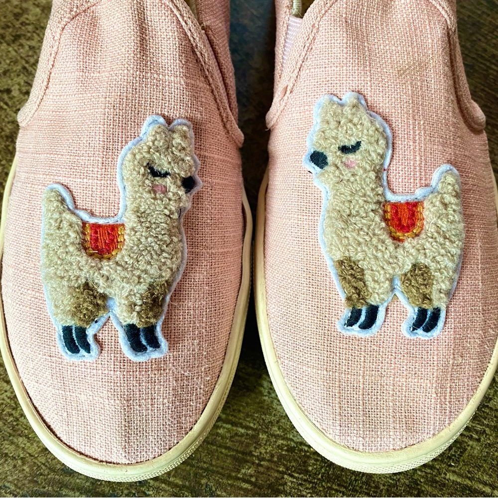 Womens Pink Llama Slip-on Sneakers